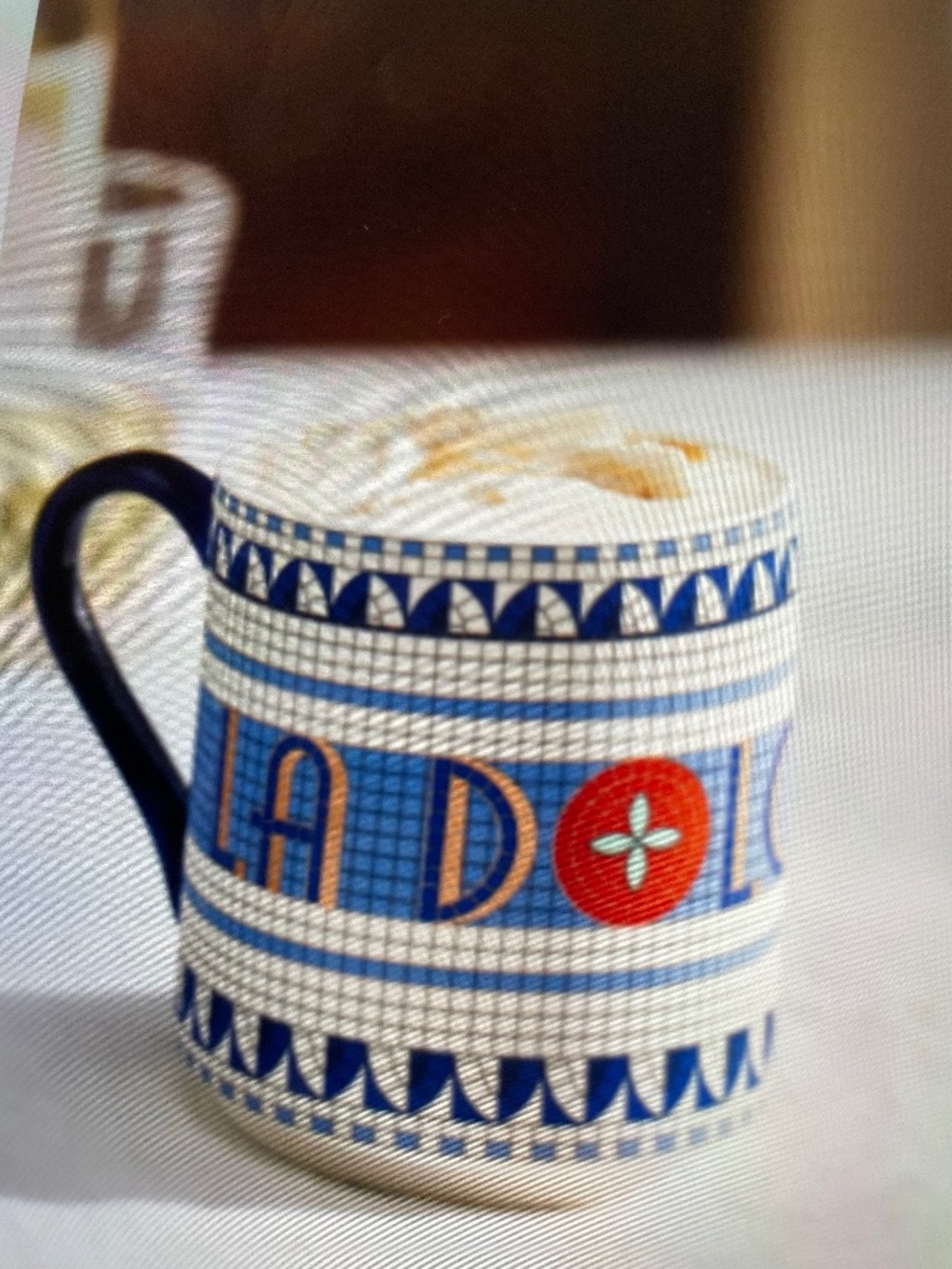 ❤️ ANTHROPOLOGIE BISTRO TILE STONEWARE 24k GOLD ACCENT ITALIAN EDITION MUG NEW
